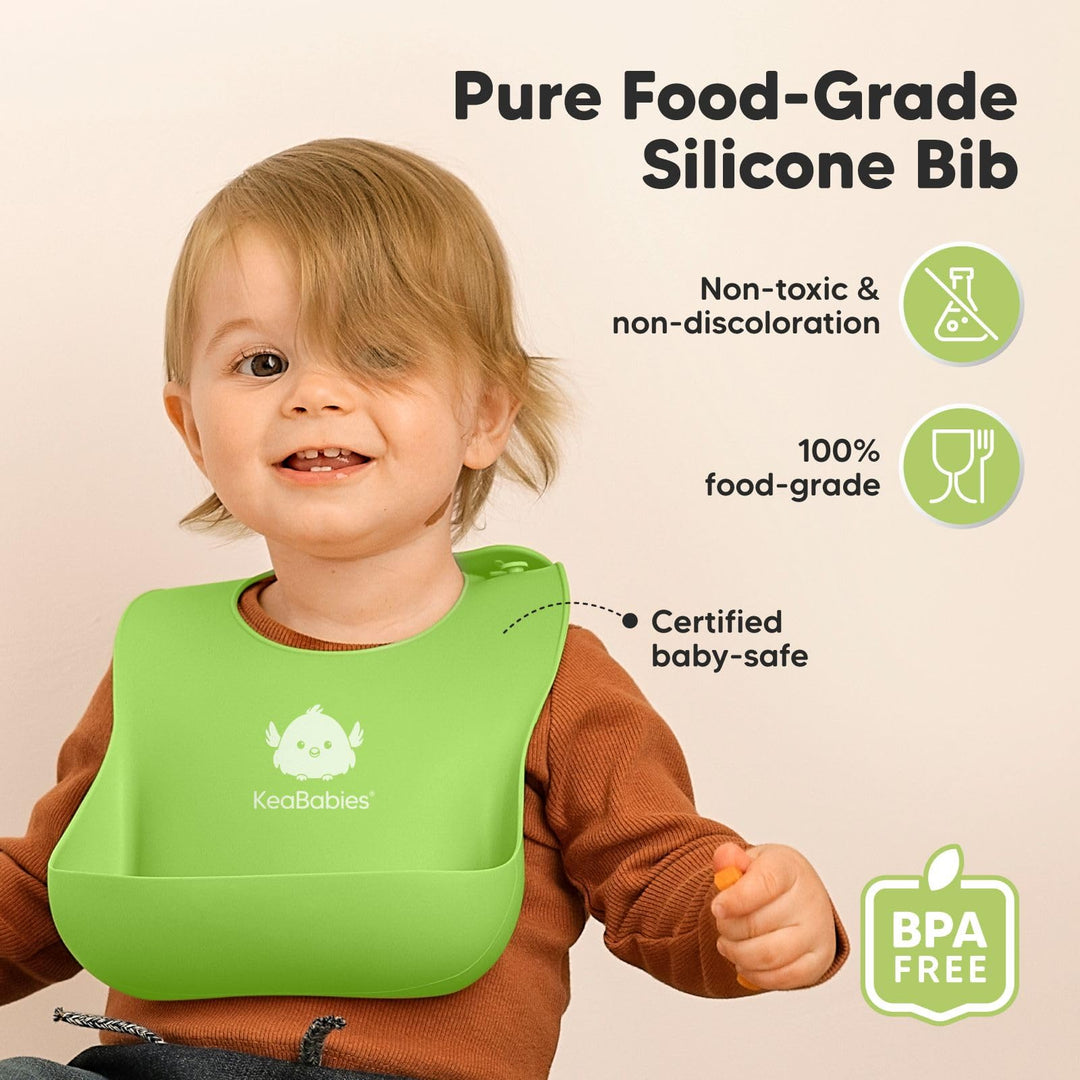 KeaBabies Silicone Baby Bibs, Cloud Nine, 2 Count
