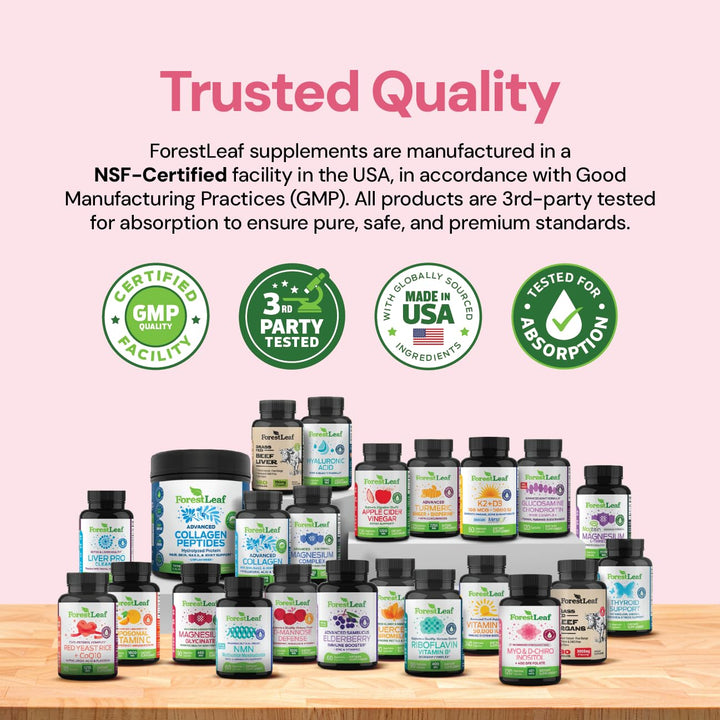 ForestLeaf Myo and D-Chiro Inositol Supplement Blend with Folate, 120 Count