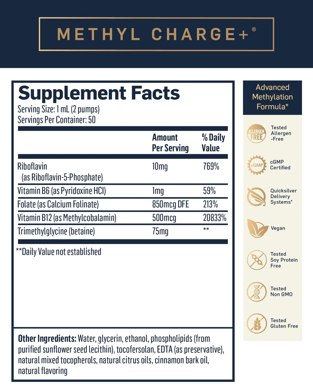 Quicksilver Scientific Methyl Charge Supplement, 50 ml