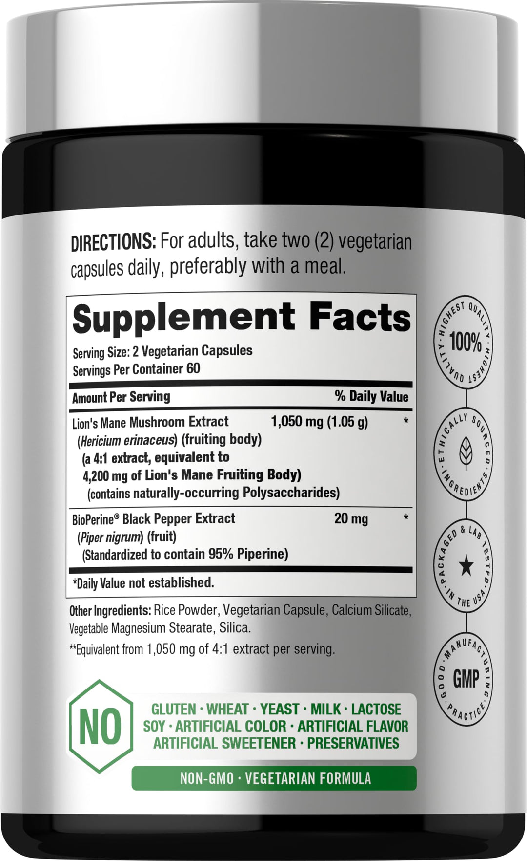 Horbäach Lions Mane Mushroom Extract, 120 Count