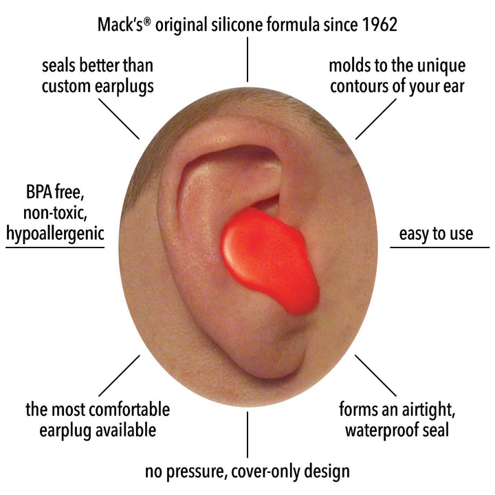 Mack's Soft Moldable Silicone Putty Ear Plugs, Kids Size, 6 Pair