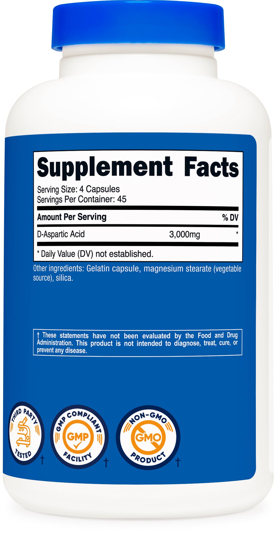 Nutricost D-Aspartic Acid Capsules, 3000 mg, 180 Count