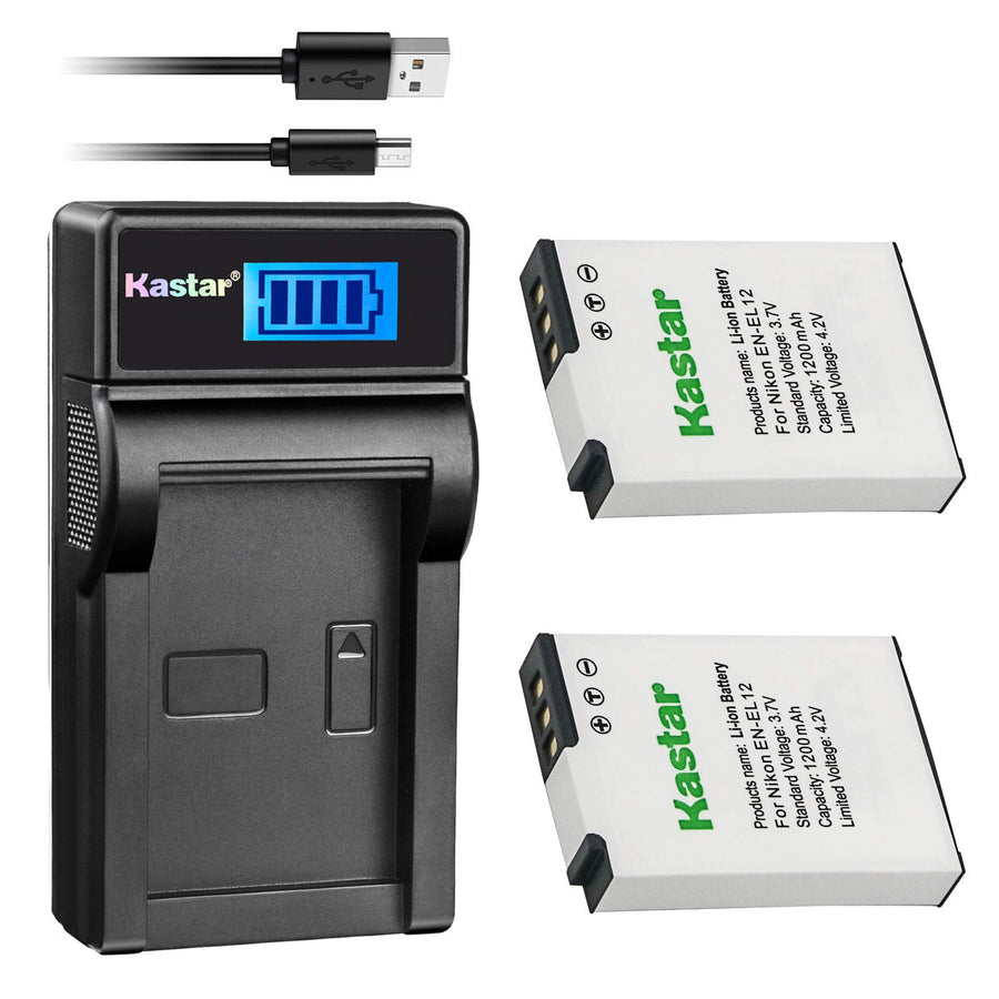 Kastar Battery And LCD Slim USB Charger, 2 Count