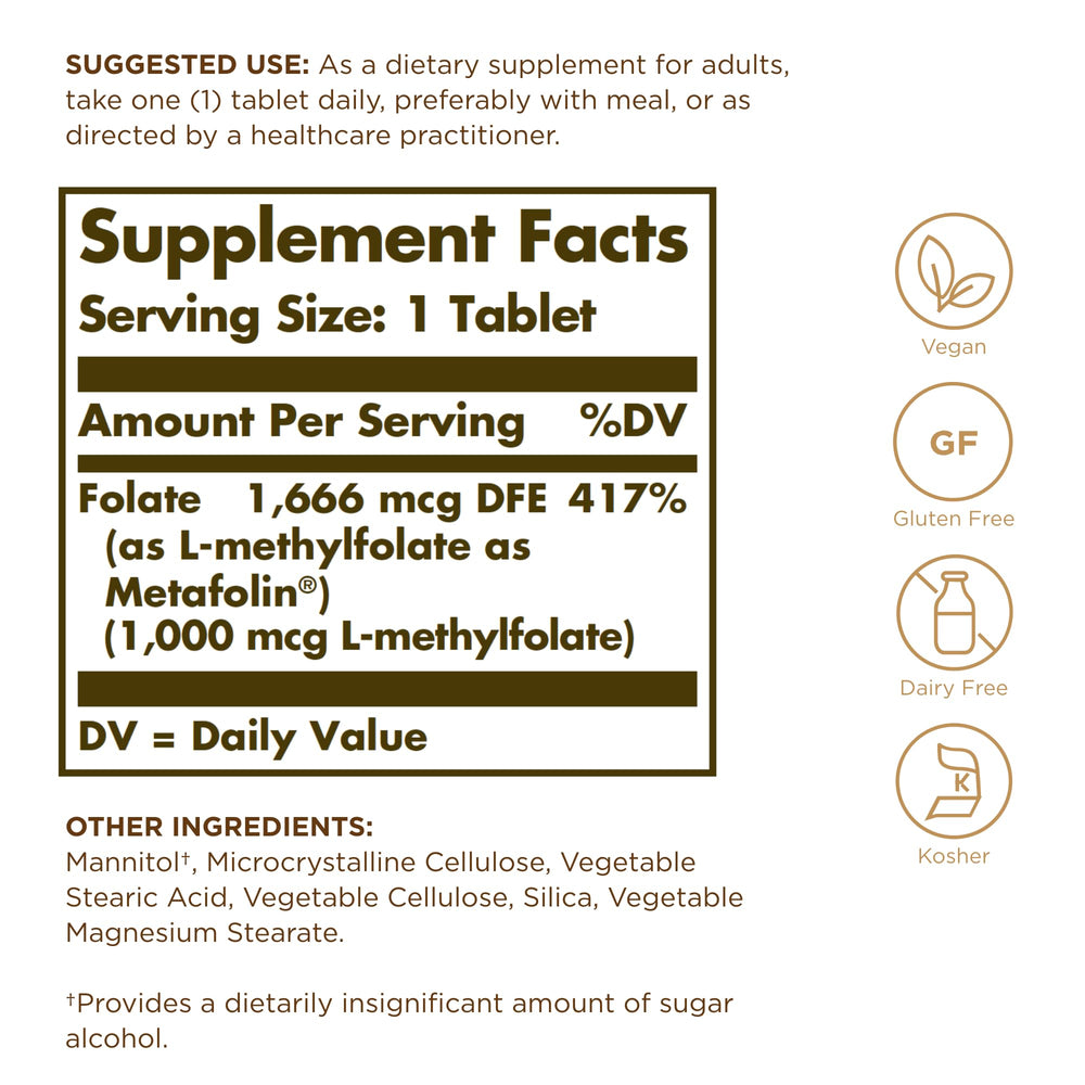 Solgar Folate As Metafolin 1000 mg