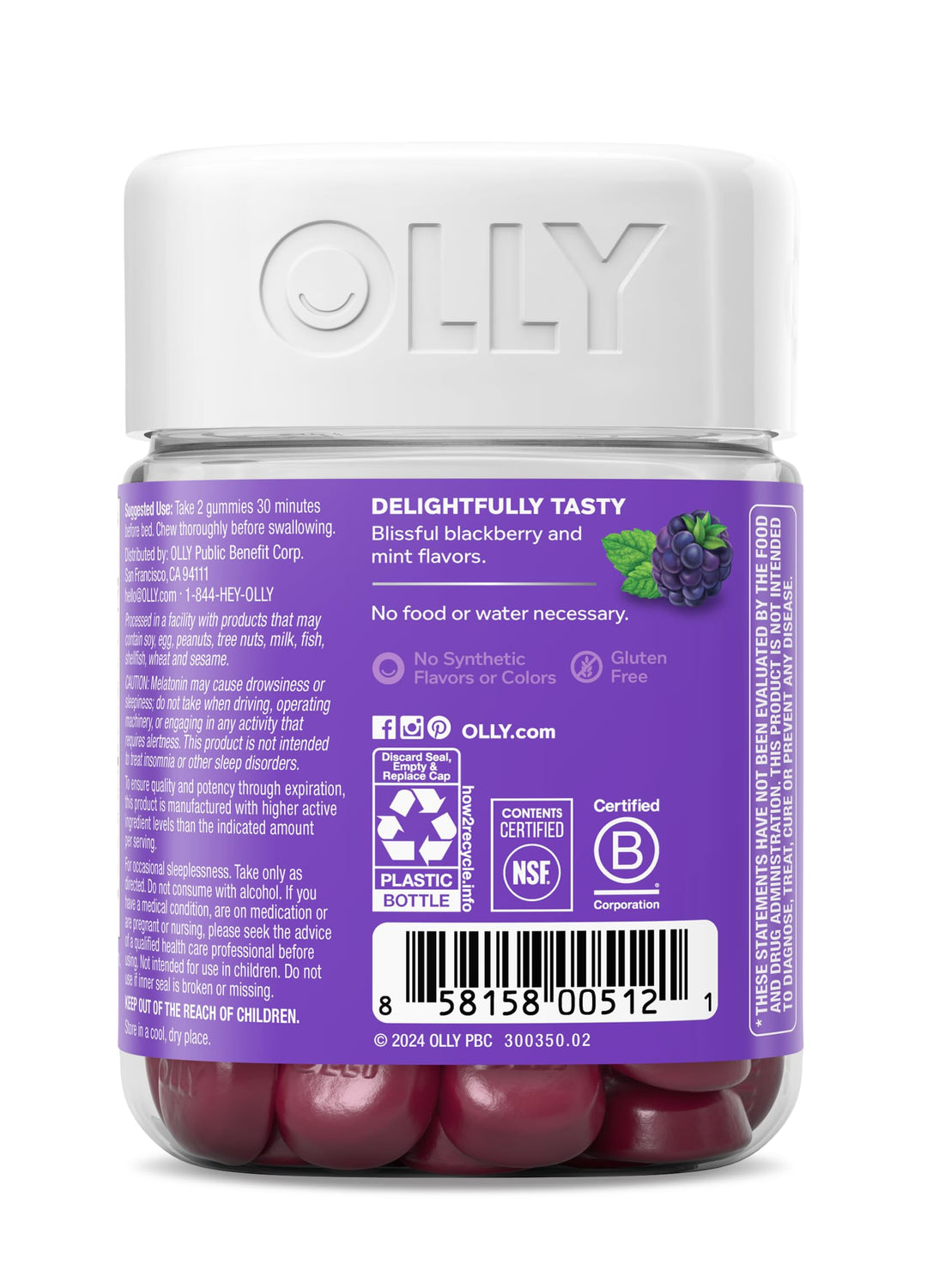 Olly Sleep Melatonin Gummy, 50 Count