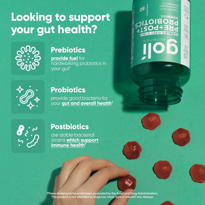 Goli Pre + Post + Probiotics Gummies, 60 Count