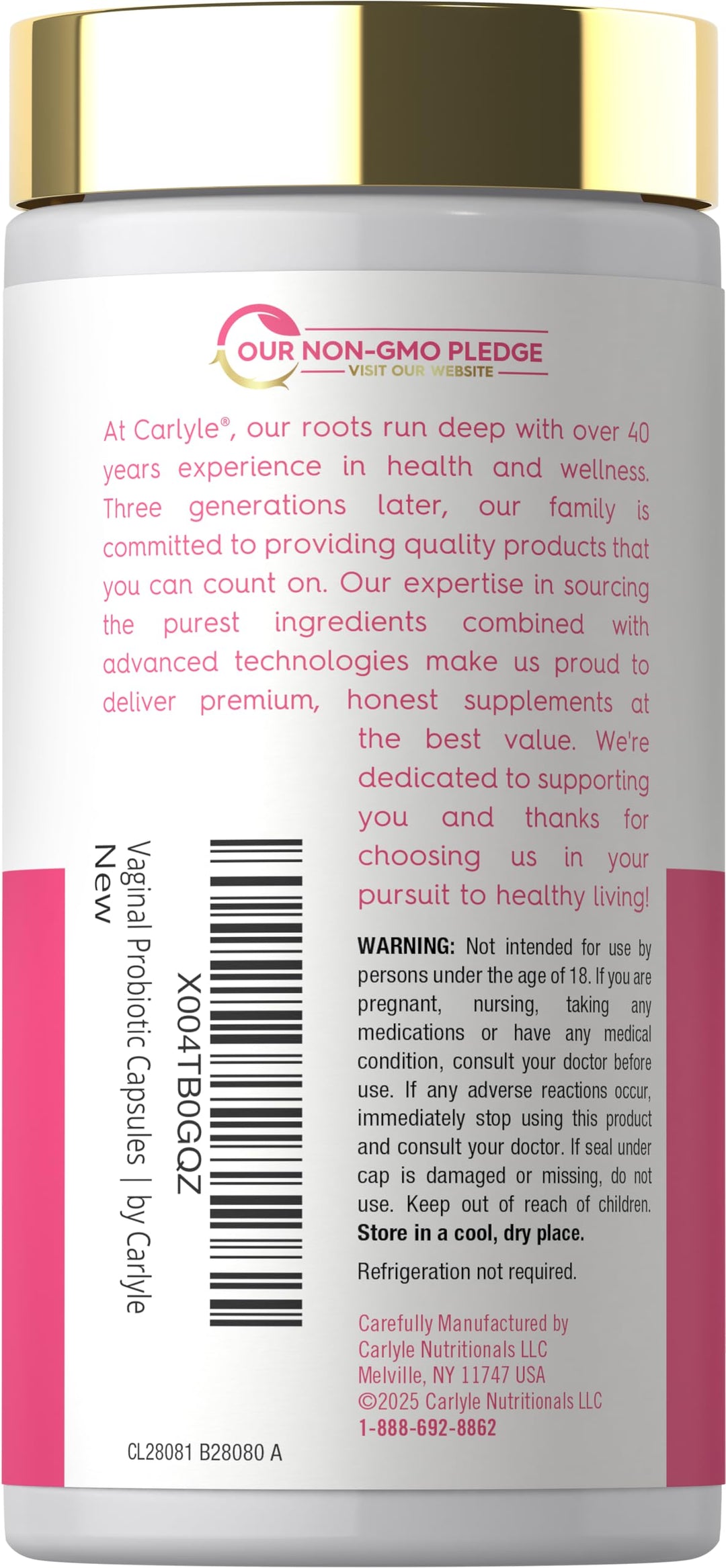 Carlyle Vaginal Probiotics with Prebiotics, 60 Count