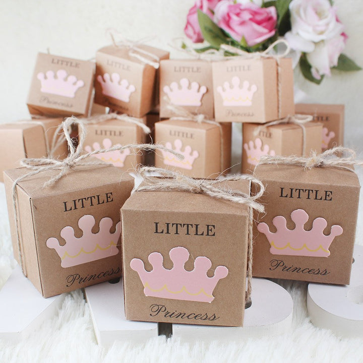 AerWo Little Princess Baby Shower Favor Boxes, Pink, 50 Count, Pack of 50