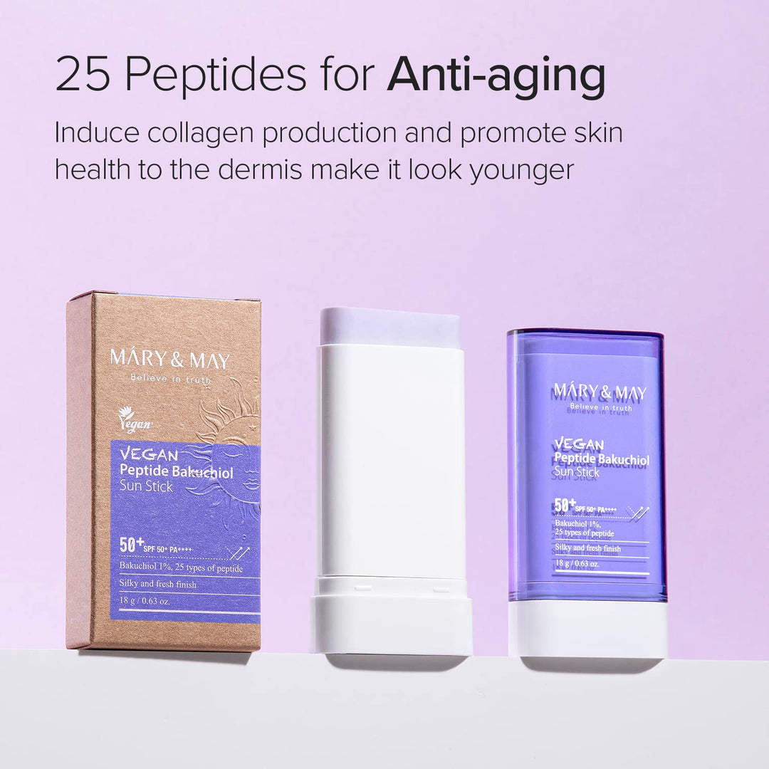 Mary&May Vegan Peptide Bakuchiol Sun Stick, SPF50+ PA++++, 18 g