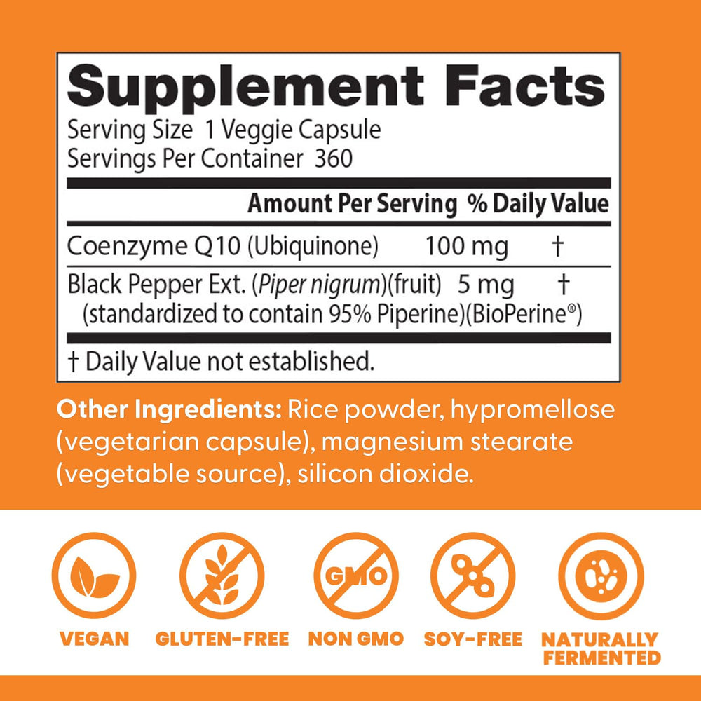 Doctor's BEST High Absorption CoQ10 With BioPerine, 100 mg, 360 Count