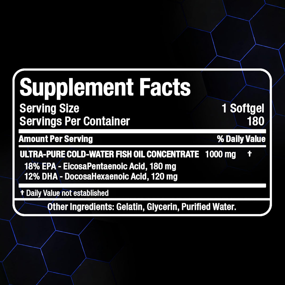 ALLMAX Omega 3, Ultra Pure Cold Water Fish Oil Concentrate, 180 Count