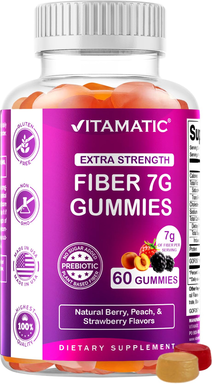 Vitamatic Extra Strength Prebiotic Fiber, 60 Count