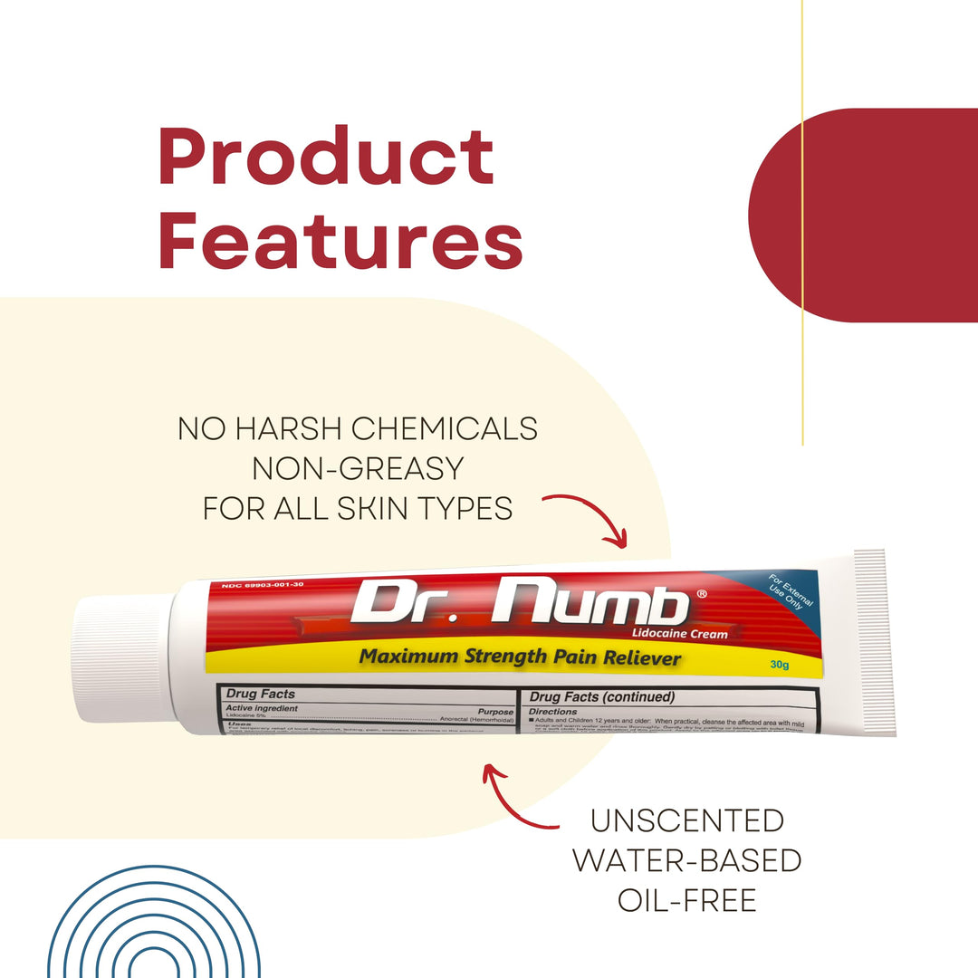 Dr. Numb Lidocaine Topical Anesthetic Cream, Maximum Strength, 30 g