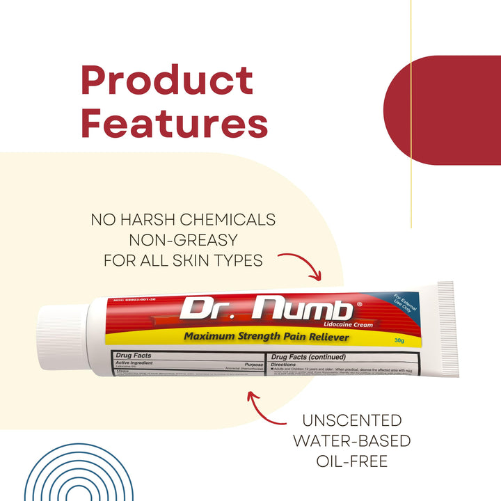Dr. Numb Lidocaine Topical Anesthetic Cream, Maximum Strength, 30 g