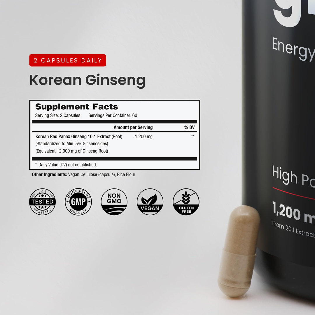 NutraChamps Korean Red Panax Ginseng, 1000 mg, 120 Count