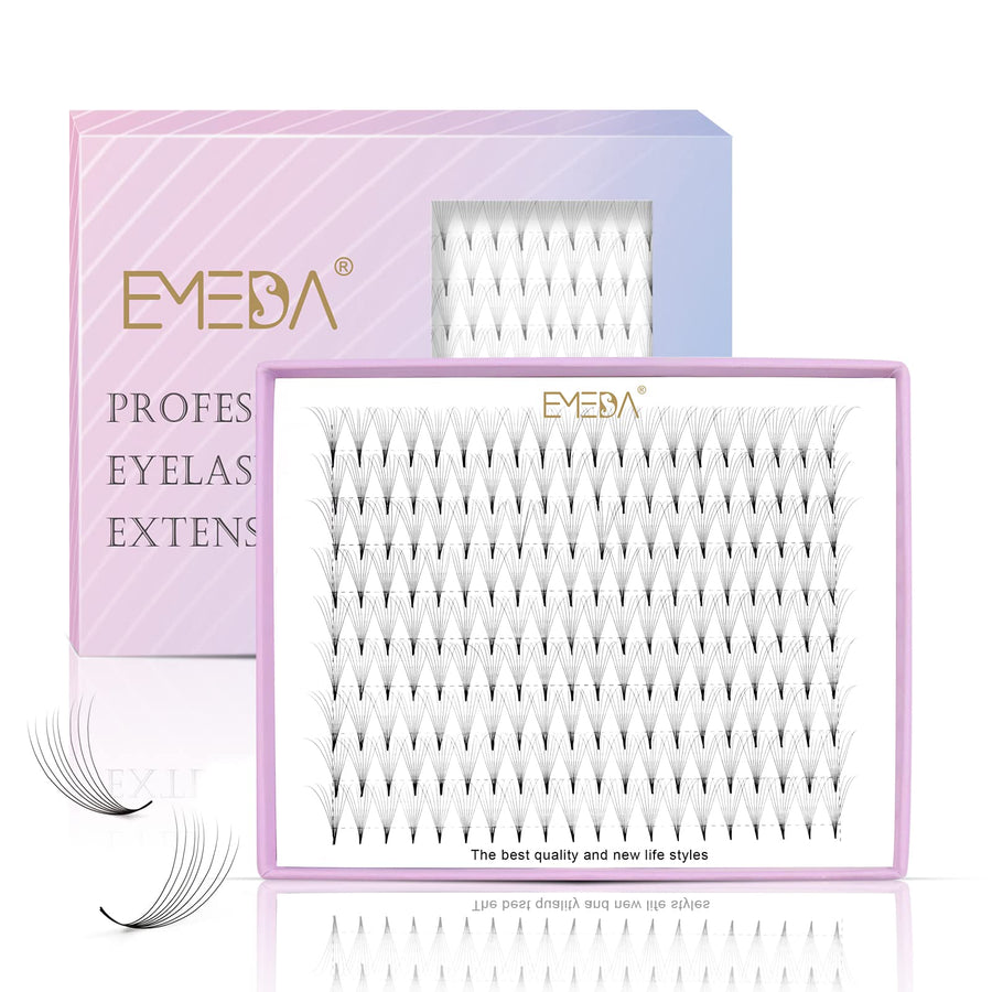 EMEDA Pre Made Fans Eyelash Extensions, 8D 0.07 C, Mix 8-14mm