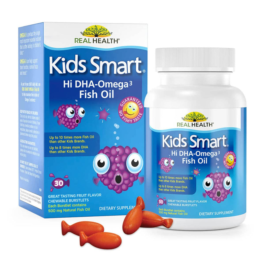 Real Health Kids Smart Hi DHA Omega 3 Fish Oil, Berry, 30 Count