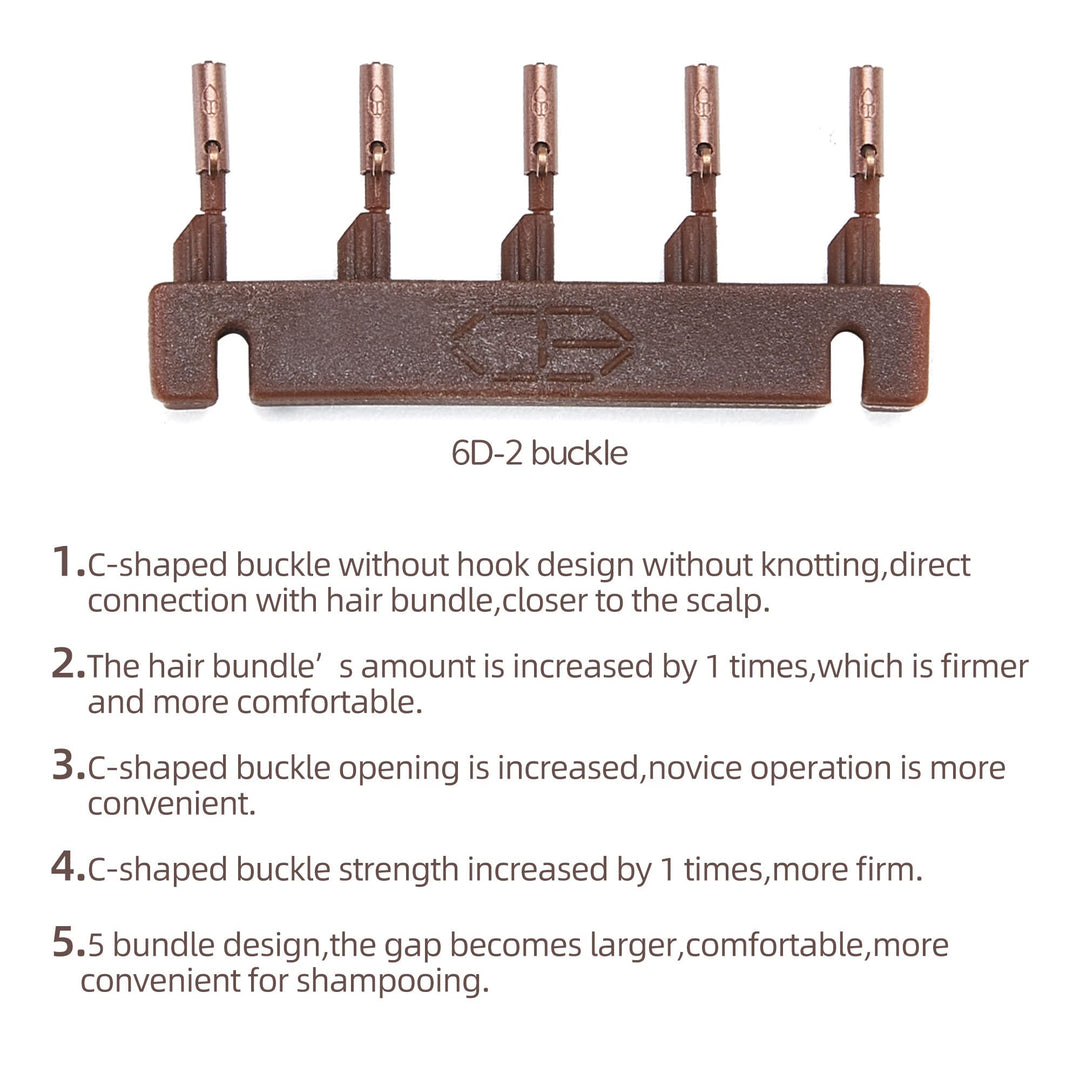 6-Domideance Hair Extensions Machine, Brown, 40 Count