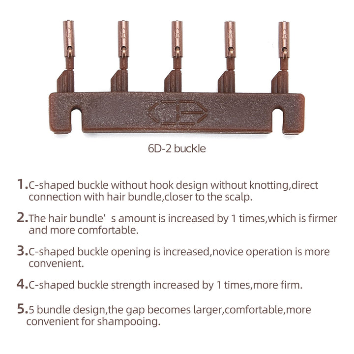 6-Domideance Hair Extensions Machine, Brown, 40 Count