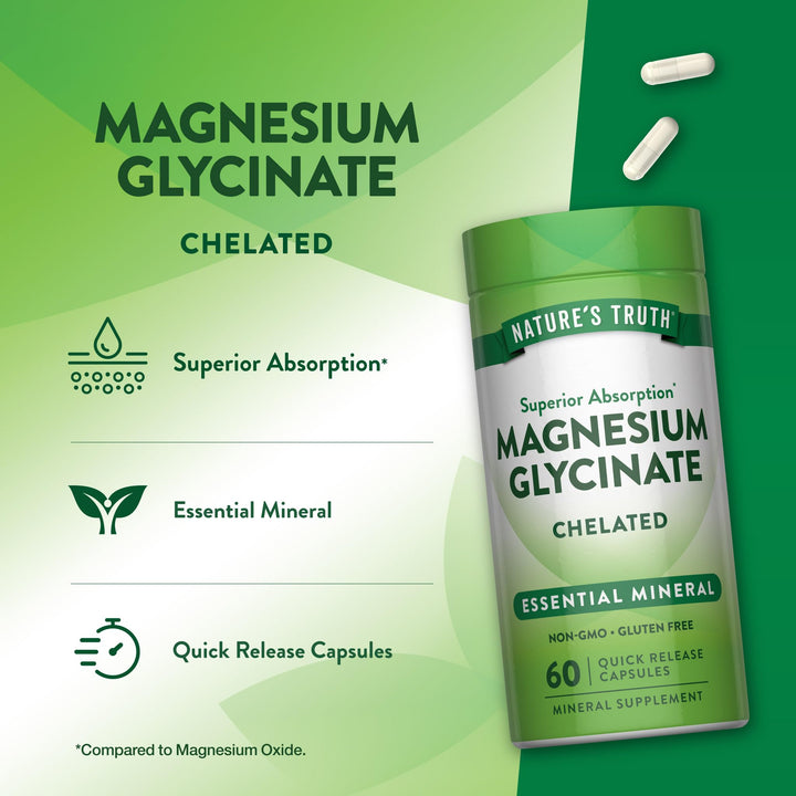Nature's Truth Magnesium Glycinate Capsules, 665 mg, 60 Count