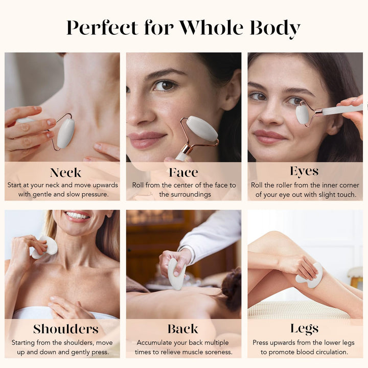 BAIMEI IcyMe Jade Roller and Gua Sha Facial Tool Set