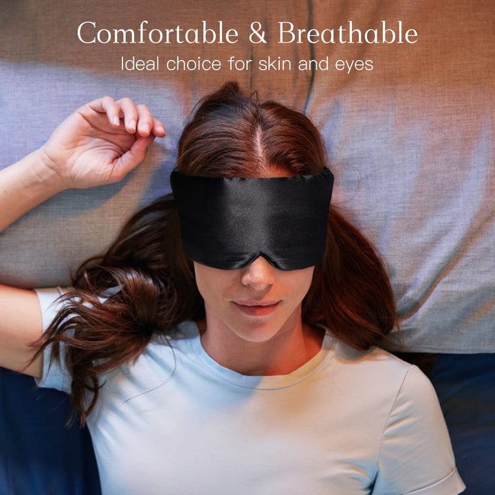 iCooBreeze Silk Eye Mask, Black, 1 Count