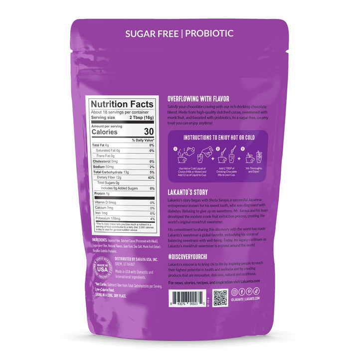 Lakanto Sugar Free Drinking Chocolate Mix, Original, 10 oz