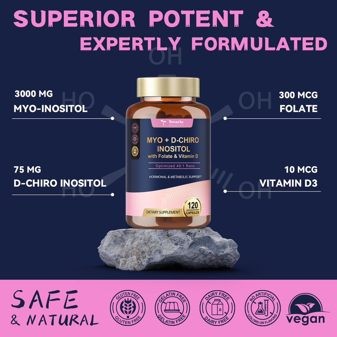 Totaria Myo-Inositol & D-Chiro Inositol Supplement Capsules, 3075 mg, 120 Count