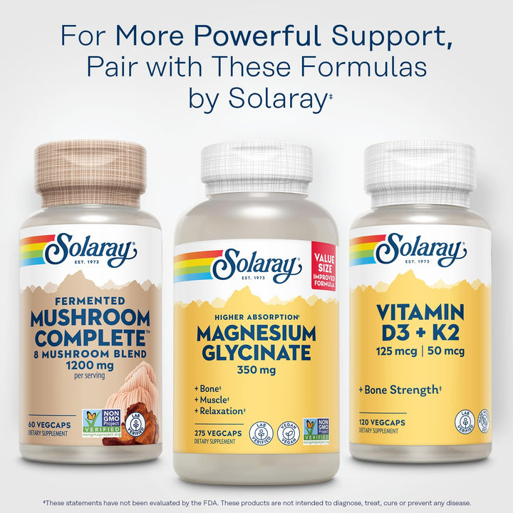 SOLARAY Fermented Mushroom Complete Capsules, 60 Count