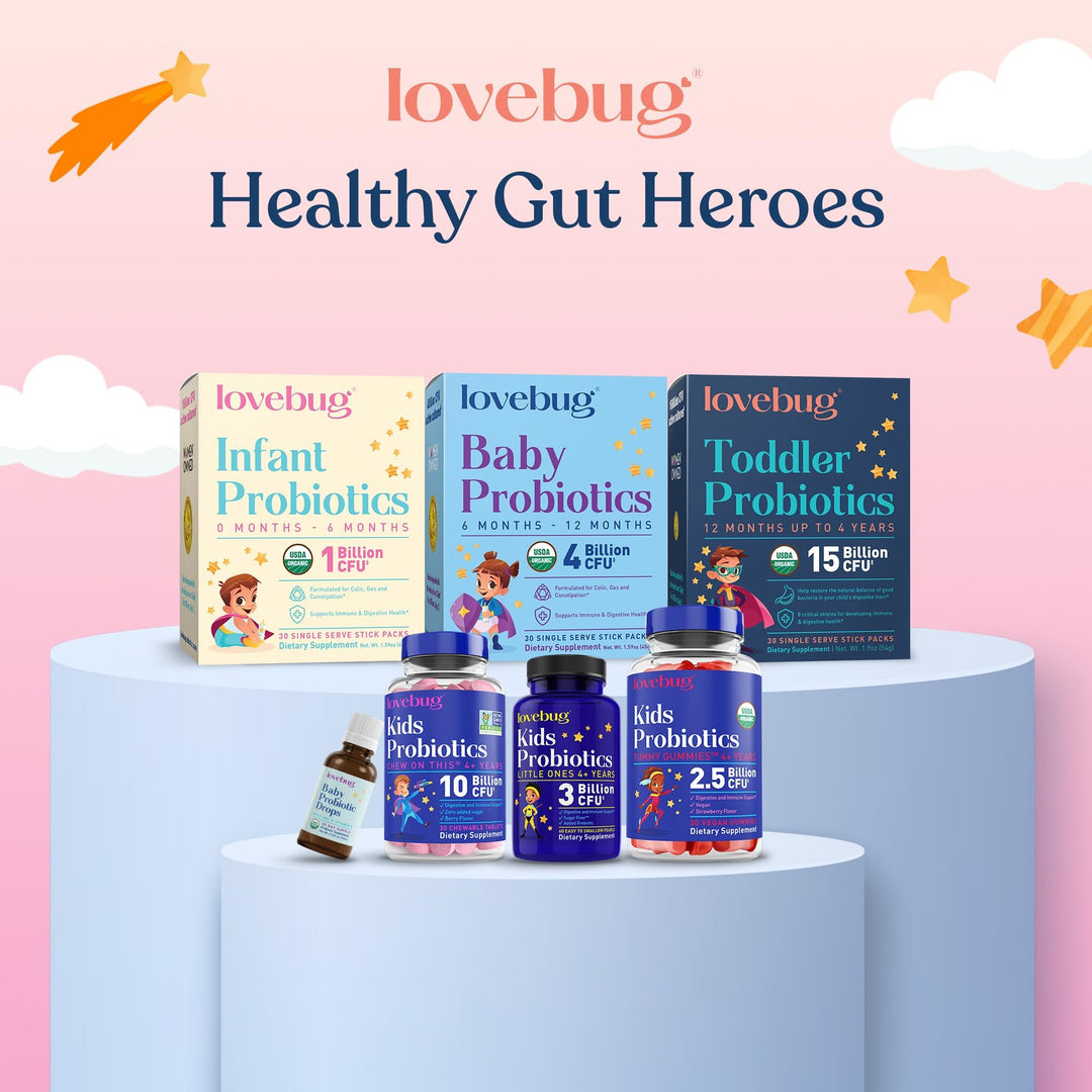 LoveBug Probiotics Constipation Relief Powder, Ages 12 Months to 4 Years, 60 Count