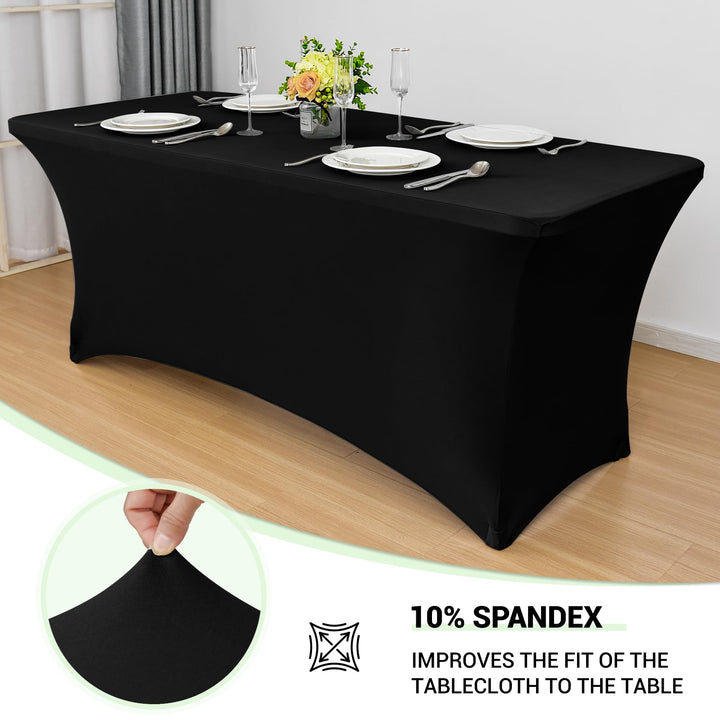 Obstal Stretch Spandex Table Cover, Black, 72 x 30 x 30 Inches