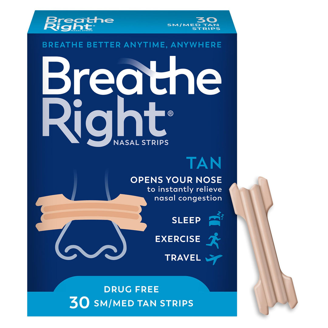 Breathe Right Nasal Strips, Tan, 30 Count