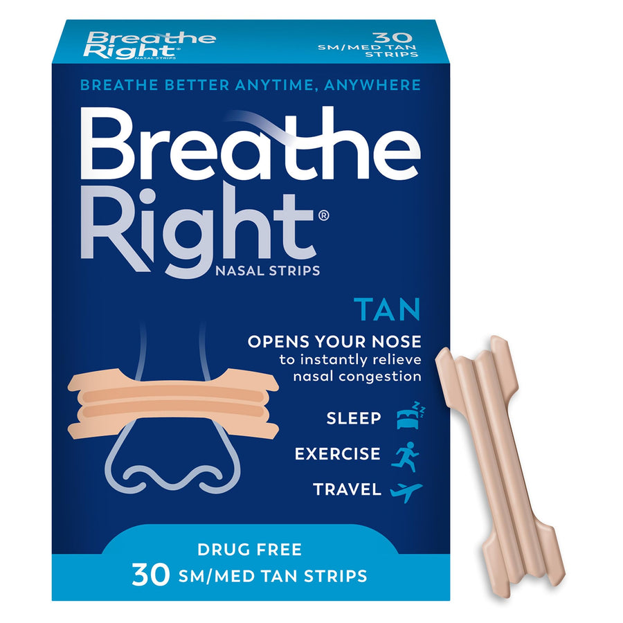 Breathe Right Nasal Strips, Tan, 30 Count