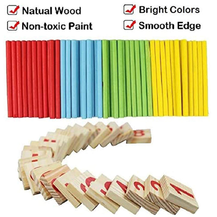 KUTOI Counting Number Blocks And Sticks, Wooden Rods With Storage Tray