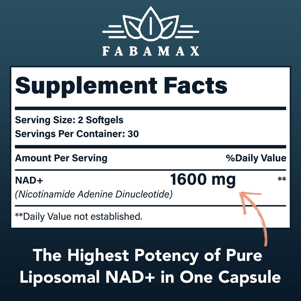 Fabamax Liposomal NAD Supplement, 1600 mg, 120 Count