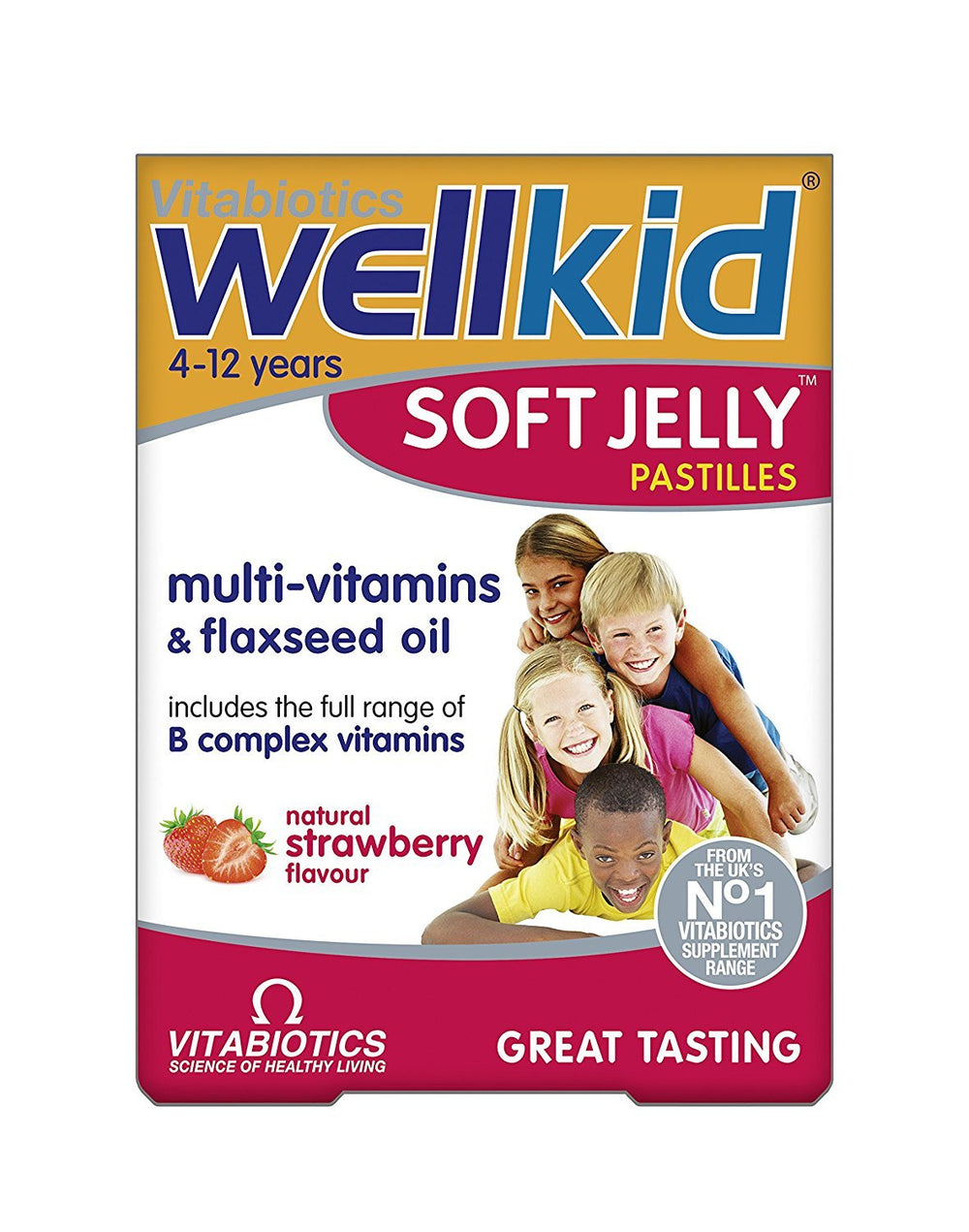 Wellkid Soft Jelly Pastilles, Strawberry, 30 Count