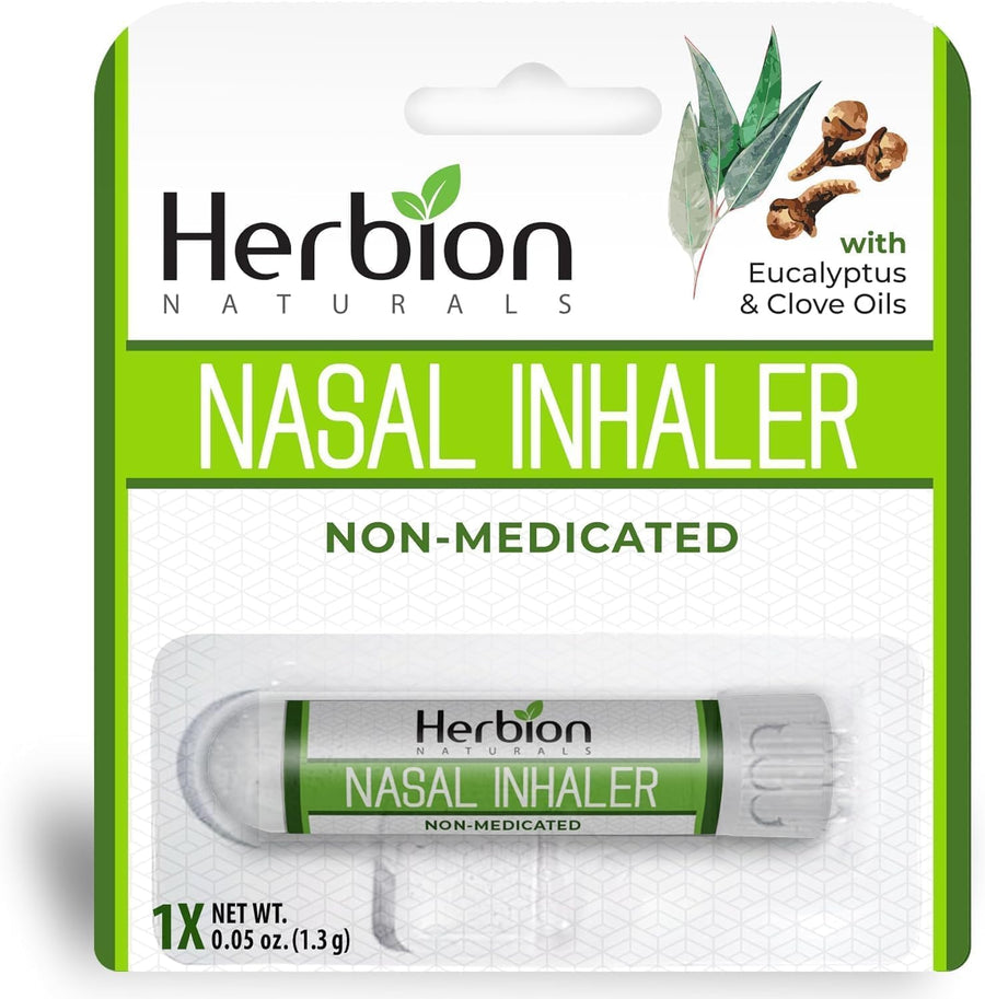 HERBION Naturals Nasal Inhaler, Menthol Clove Eucalyptus Camphor, 0.05 fl oz