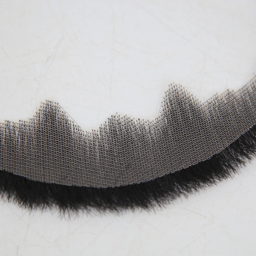 Zigzag Hair Face Beard Extension Human Hair, Black, 6 Count
