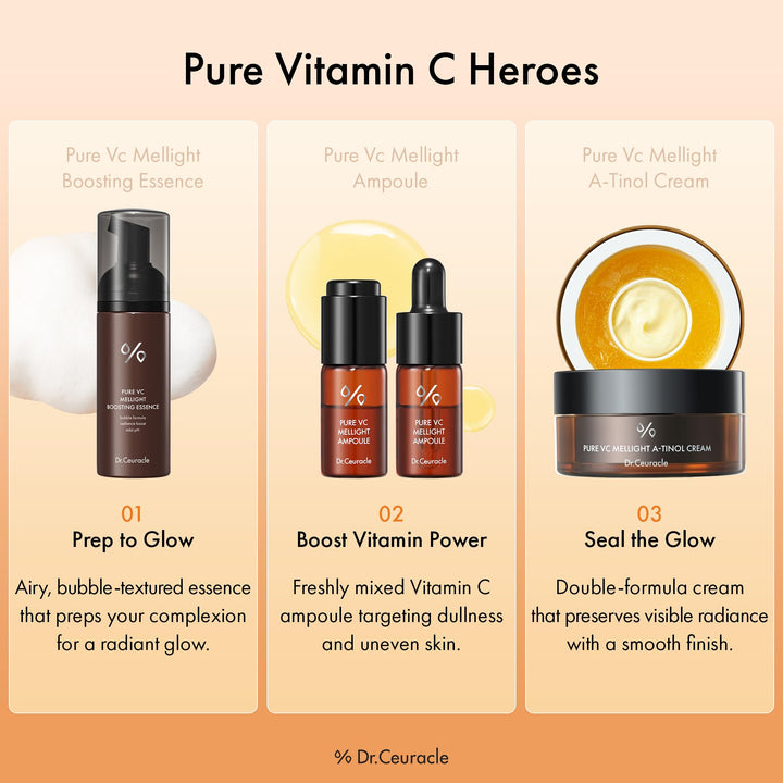 Dr.Ceuracle Vitamin C Powder 10% Ampoule, Pure VC Mellight Essence