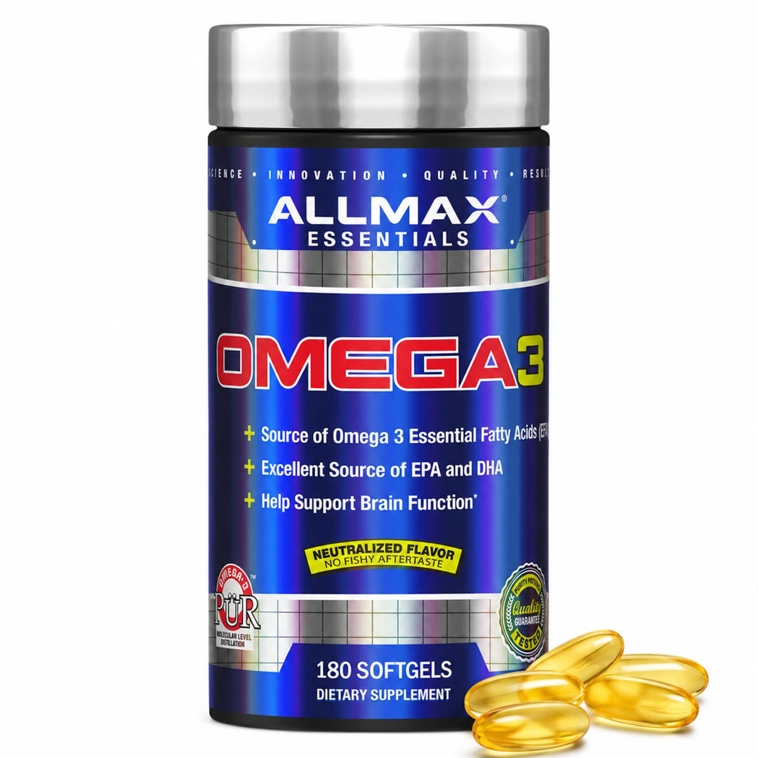 ALLMAX Omega 3, Ultra Pure Cold Water Fish Oil Concentrate, 180 Count