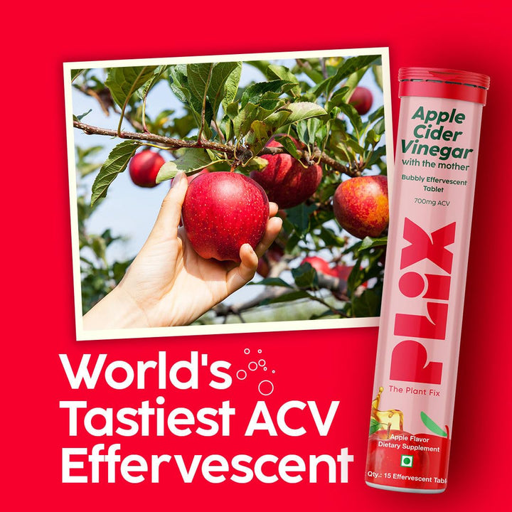 PLIX - THE PLANT FIX Apple Cider Vinegar Effervescent Tablet, Pack of 4
