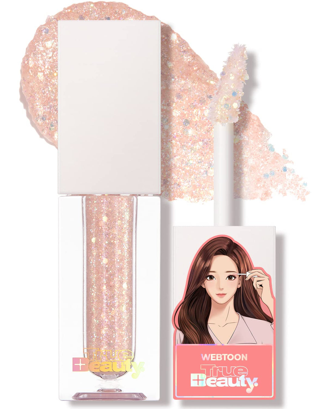 AMTS Webtoon True Beauty, Liquid Pink Gold Chunky Glitter Eyeshadow
