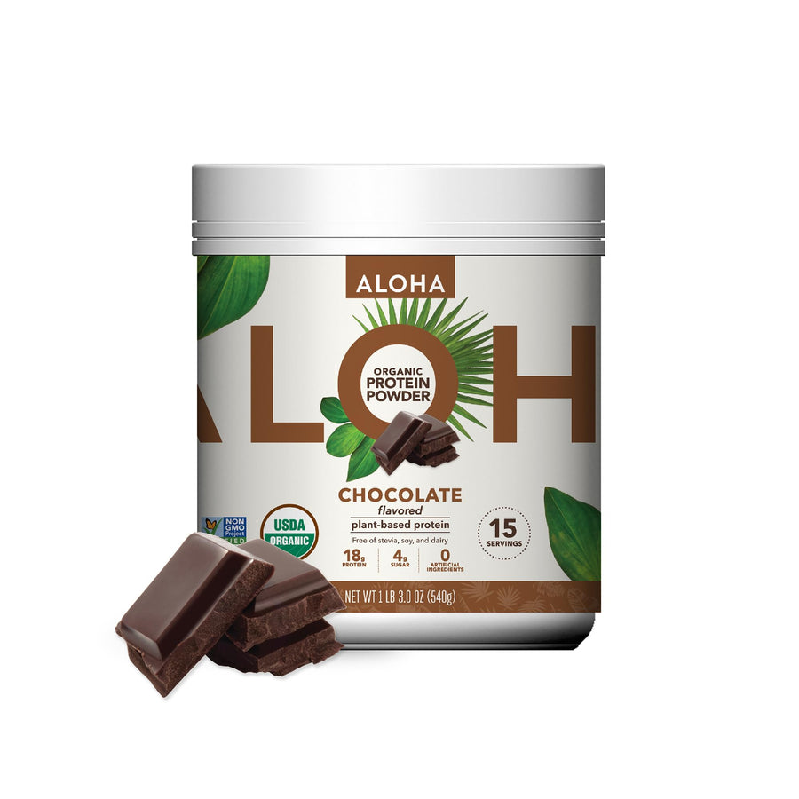 ALOHA Organic Plant Based Protein Powder, Chocolate, 19.6 oz
