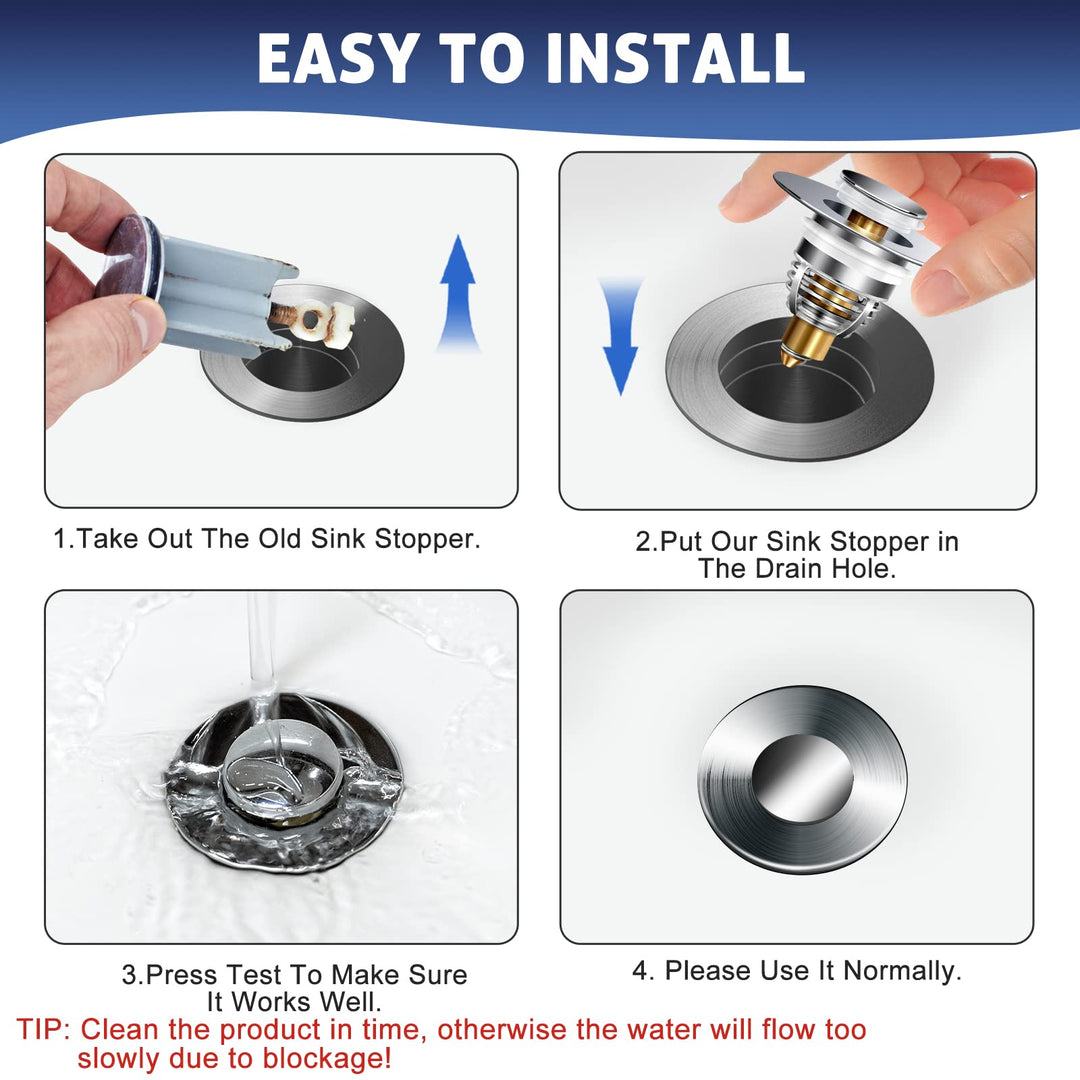 AURUZA Universal Bathroom Sink Stopper, 2 Count