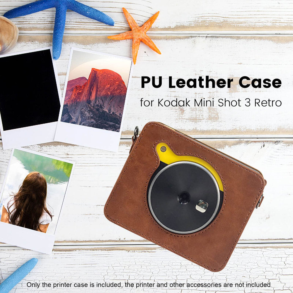 JINSERTA Protective Case For Kodak Mini Shot 3 Retro Instant Camera And Photo Printer, PU Leather