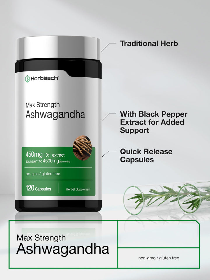 Horbäach Ashwagandha Supplement, 4500 mg, 120 Count