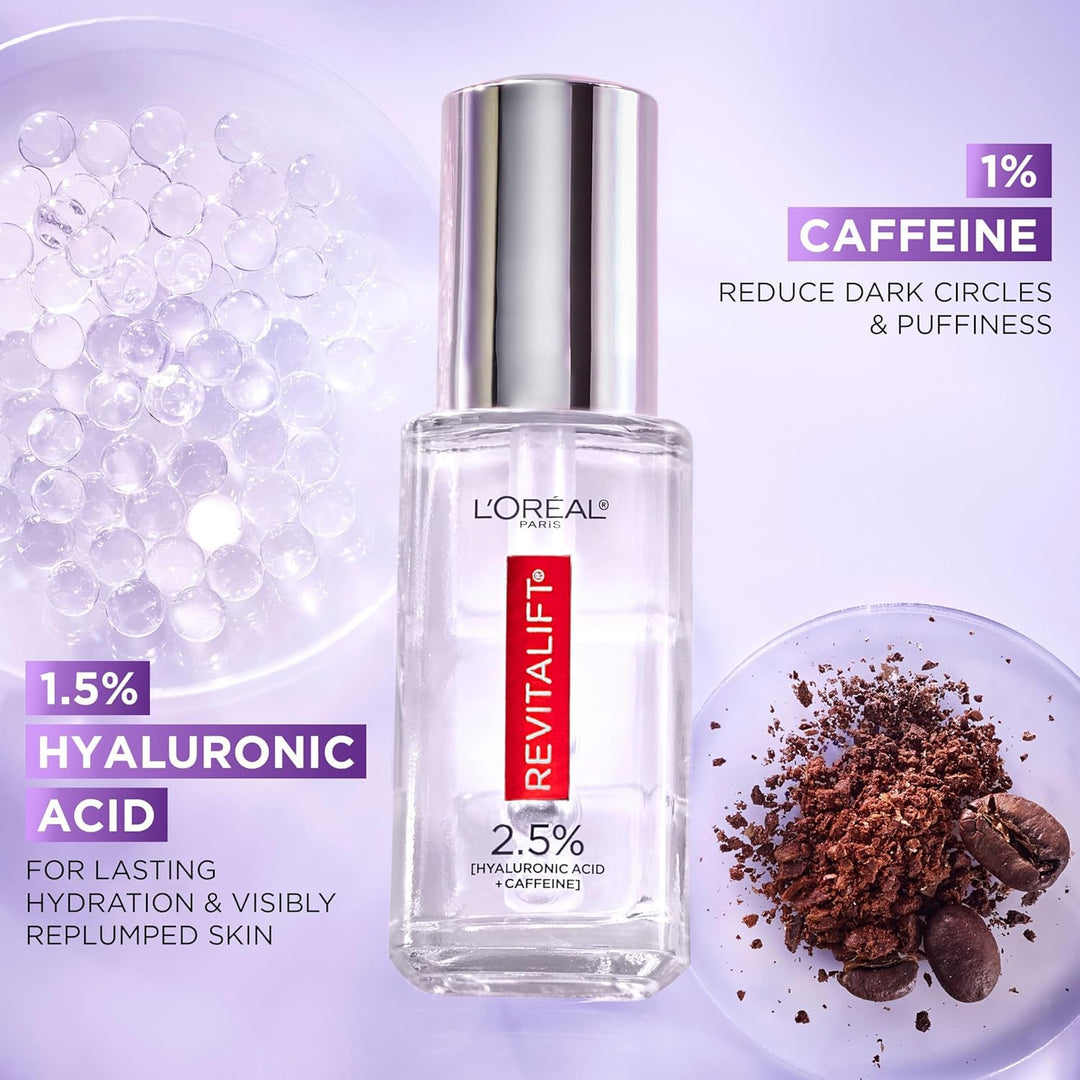 L'Oreal Paris Revitalift Hyaluronic Acid + Caffeine Eye Serum, Fragrance Free, 0.67 fl oz