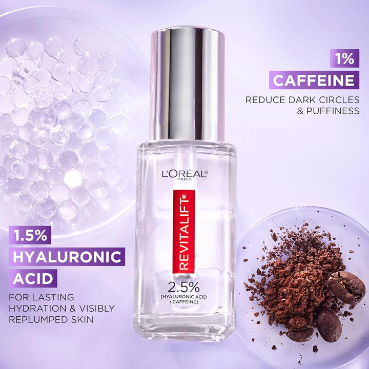 L'Oreal Paris Revitalift Hyaluronic Acid + Caffeine Eye Serum, Fragrance Free, 0.67 fl oz