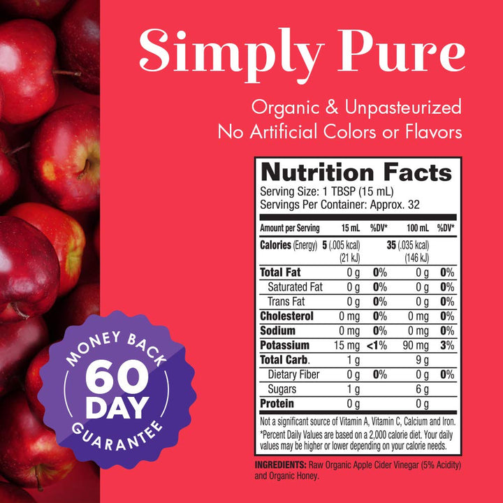 Dynamic Health Organic Apple Cider Vinegar With Mother And Cranberry, 473 ml