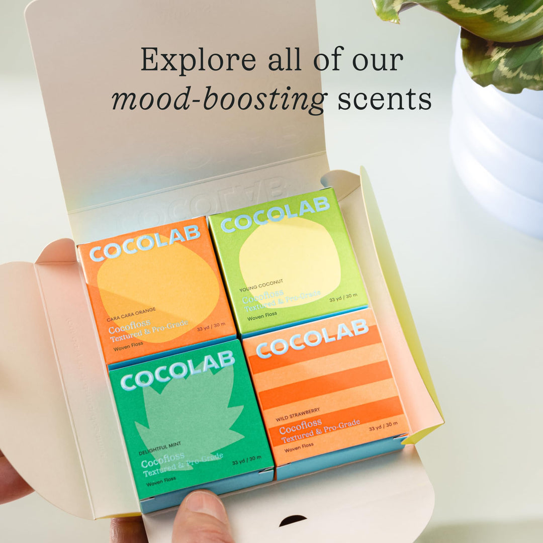 Cocolab Coconut Oil Infused Woven Dental Floss, Mint, 32 yd, 4 Count